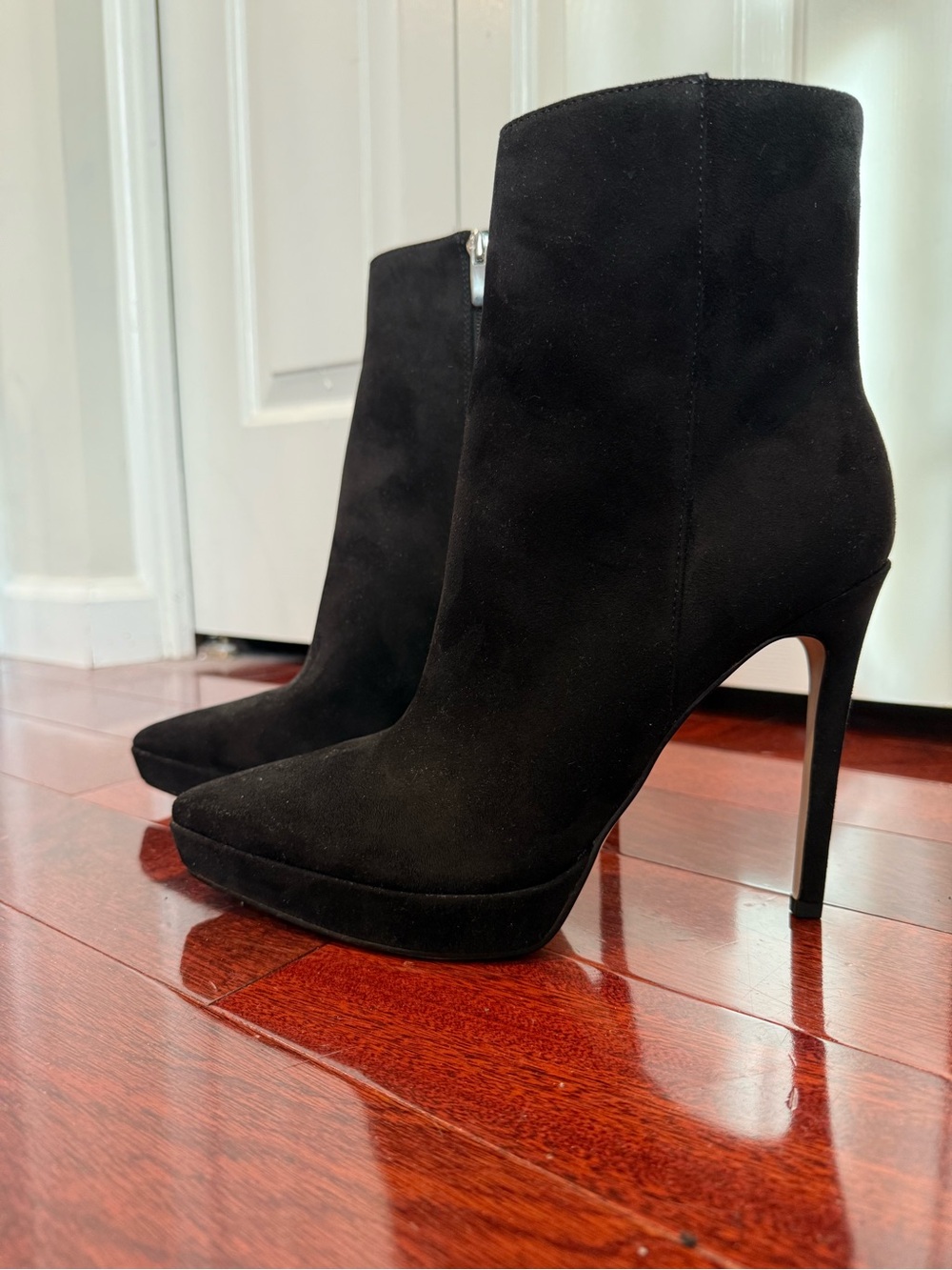 Nine West Danise 2 Black Suede High Heel Ankle Boots